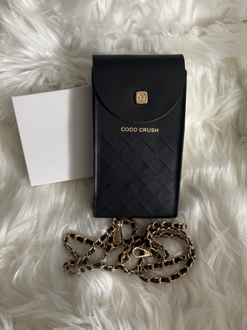 COCO CRUSH Quilted Phone Pouch with Gold Chain